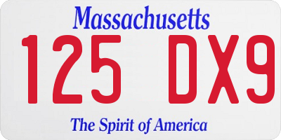 MA license plate 125DX9