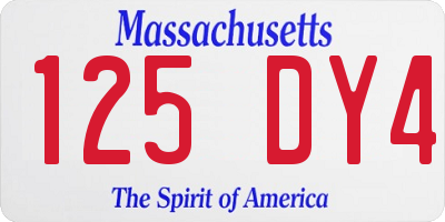 MA license plate 125DY4