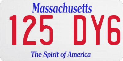 MA license plate 125DY6