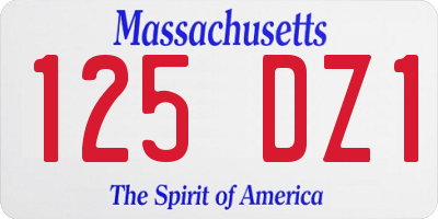 MA license plate 125DZ1
