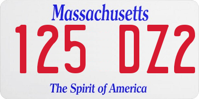 MA license plate 125DZ2