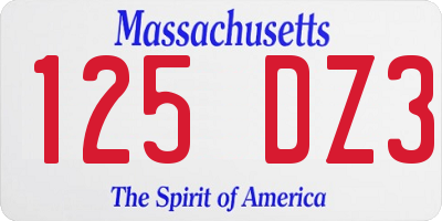 MA license plate 125DZ3