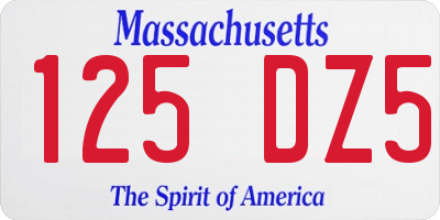 MA license plate 125DZ5