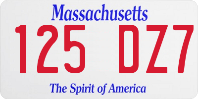 MA license plate 125DZ7