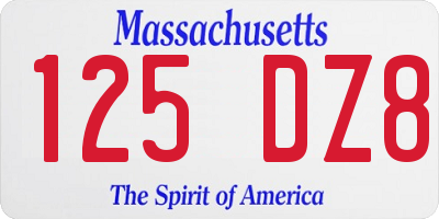 MA license plate 125DZ8