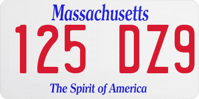 MA license plate 125DZ9