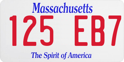 MA license plate 125EB7