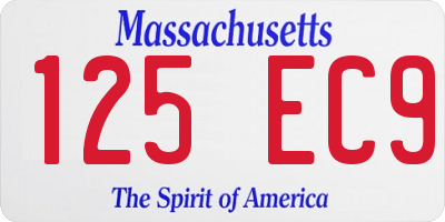 MA license plate 125EC9