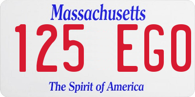MA license plate 125EG0