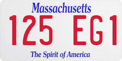 MA license plate 125EG1