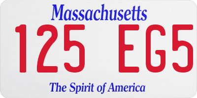 MA license plate 125EG5