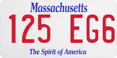 MA license plate 125EG6