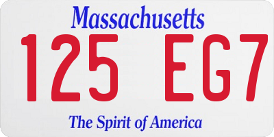 MA license plate 125EG7