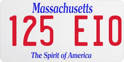 MA license plate 125EI0