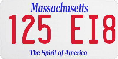 MA license plate 125EI8