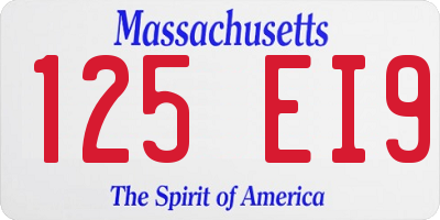 MA license plate 125EI9