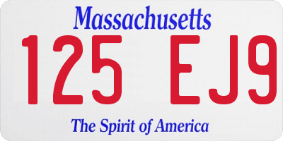 MA license plate 125EJ9