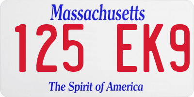 MA license plate 125EK9