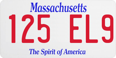 MA license plate 125EL9