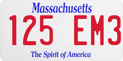 MA license plate 125EM3