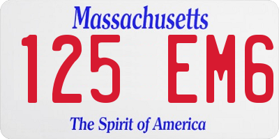 MA license plate 125EM6