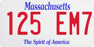 MA license plate 125EM7