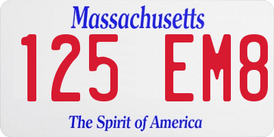 MA license plate 125EM8