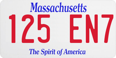 MA license plate 125EN7