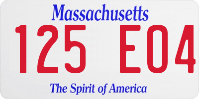 MA license plate 125EO4