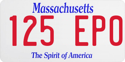 MA license plate 125EP0