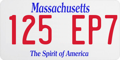 MA license plate 125EP7