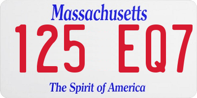 MA license plate 125EQ7