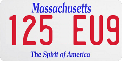 MA license plate 125EU9