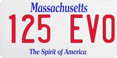 MA license plate 125EV0