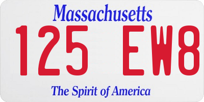 MA license plate 125EW8