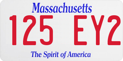 MA license plate 125EY2