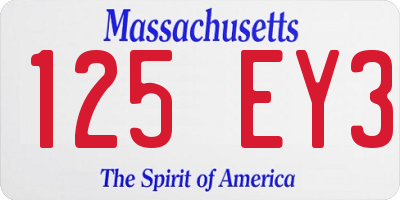 MA license plate 125EY3
