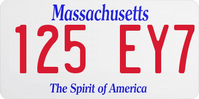 MA license plate 125EY7