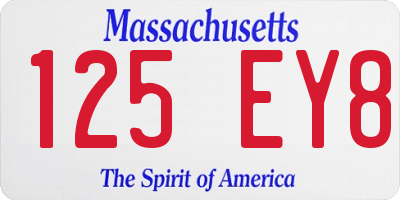 MA license plate 125EY8