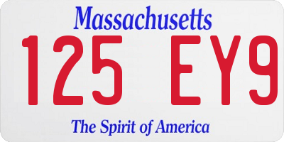 MA license plate 125EY9
