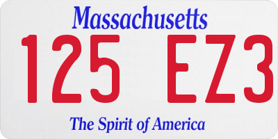 MA license plate 125EZ3