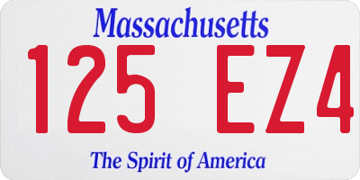 MA license plate 125EZ4