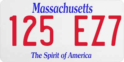 MA license plate 125EZ7