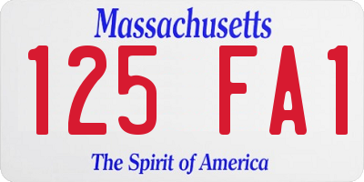 MA license plate 125FA1