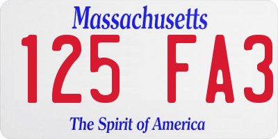 MA license plate 125FA3