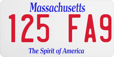 MA license plate 125FA9