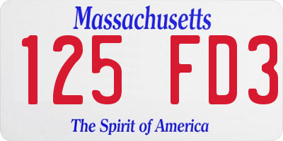 MA license plate 125FD3