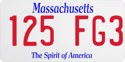 MA license plate 125FG3