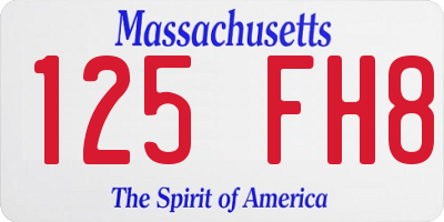 MA license plate 125FH8