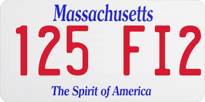 MA license plate 125FI2